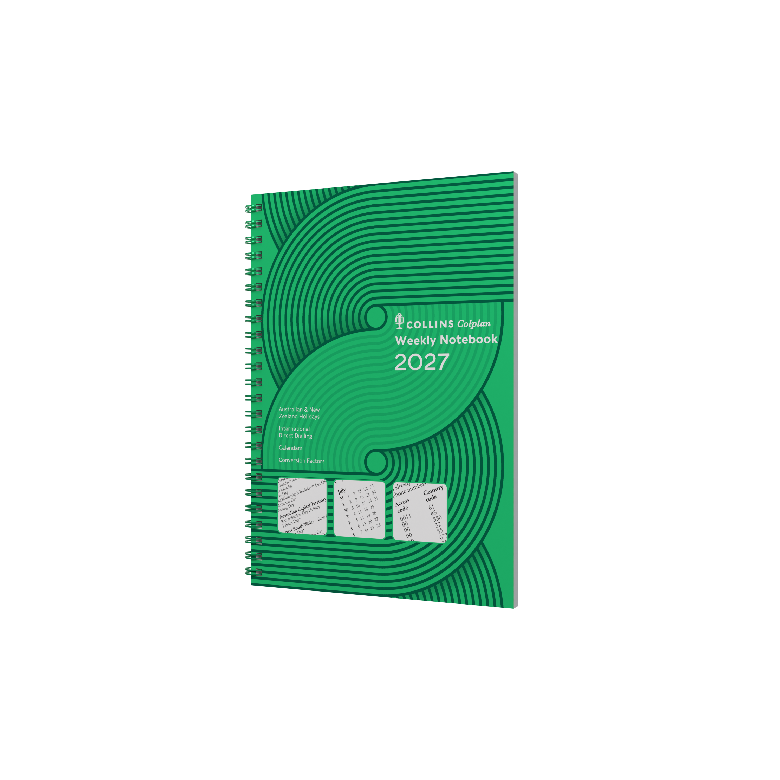 Collins Colplan 2027 A5 week to view with notes diary Green front cover