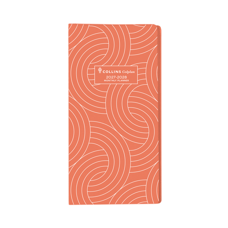 Collins Colplan 2027-28 B6 7 month to view planner diary Orange angled view