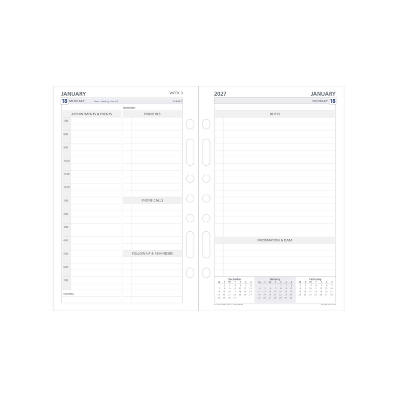 Debden Dayplanner 2027 Desk 2 pages to a day refill page layout