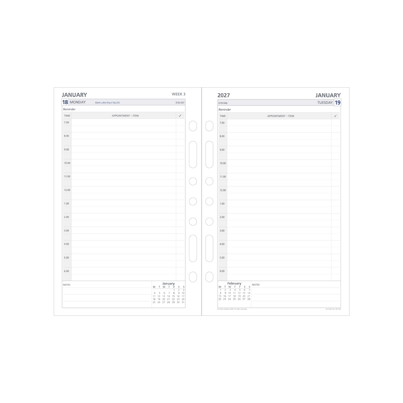 Debden Dayplanner 2027 Desk day to a page refill page layout