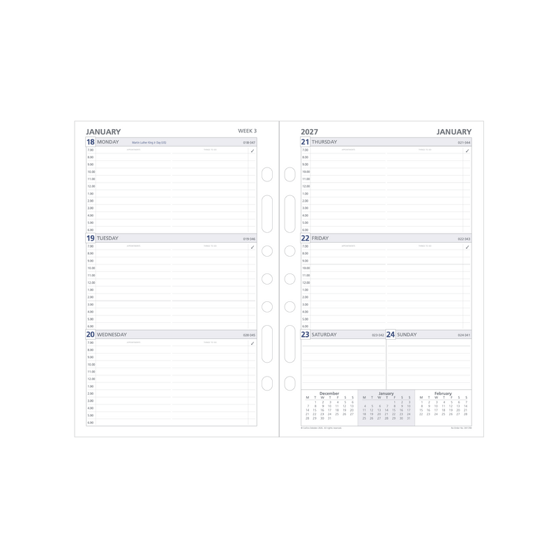 Debden Dayplanner 2027 Desk week to view refill page layout
