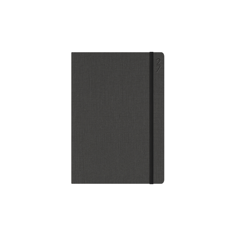 Collins Debden Designer 2027 A5 Day to Page Charcoal angled view