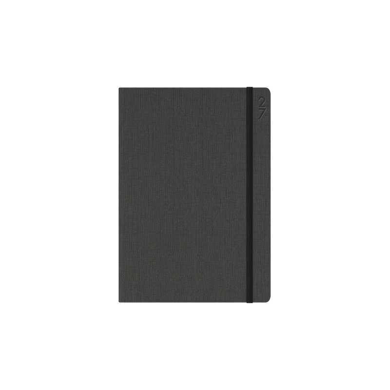 Collins Debden Designer 2027 A5 Week to View Charcoal angled view