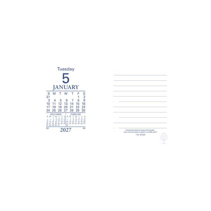 Collins 2027 Desk Calendar Refill Side Punch Day to Page alternate view