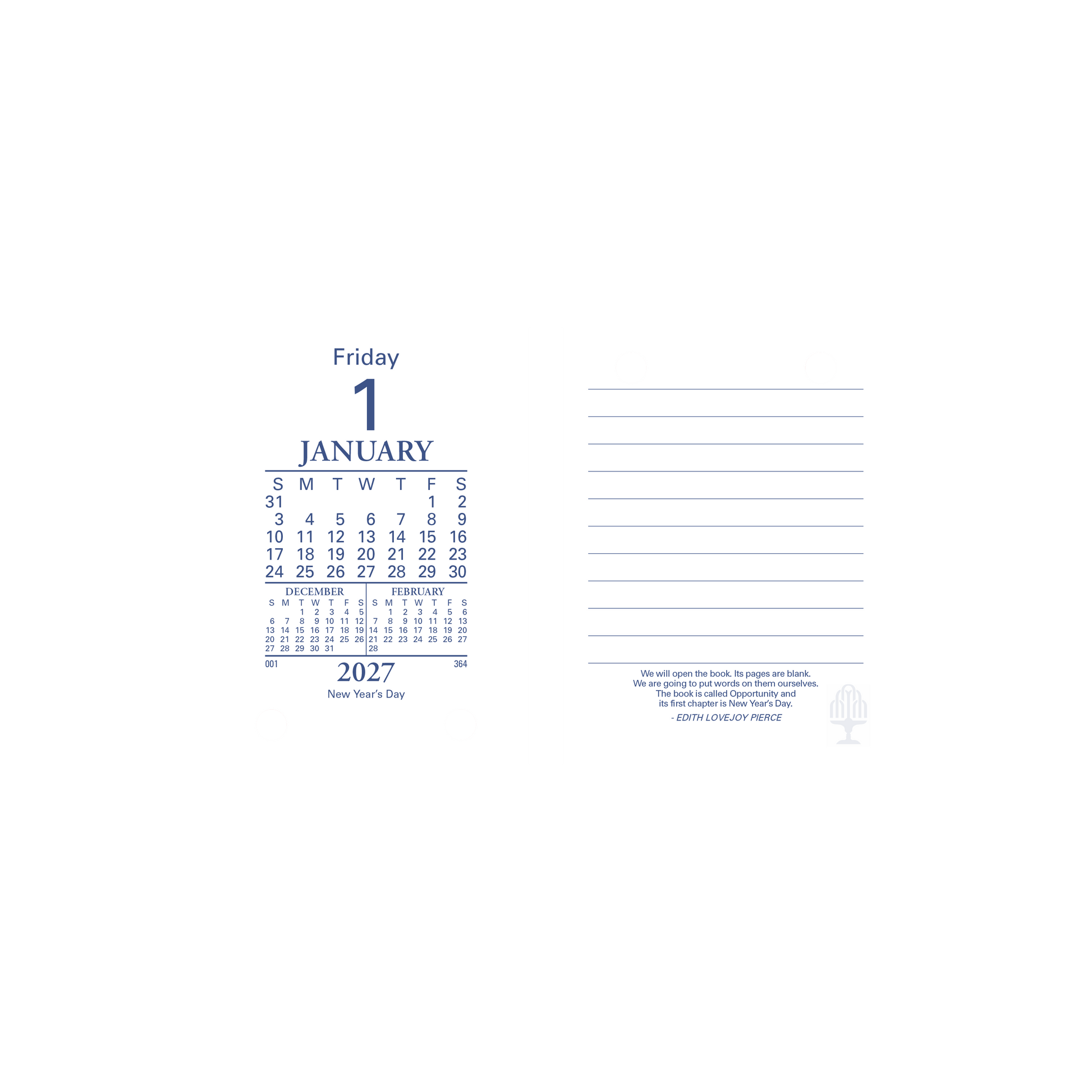 Collins 2027 Desk Calendar Refill Top Punch Day to Page alternate view
