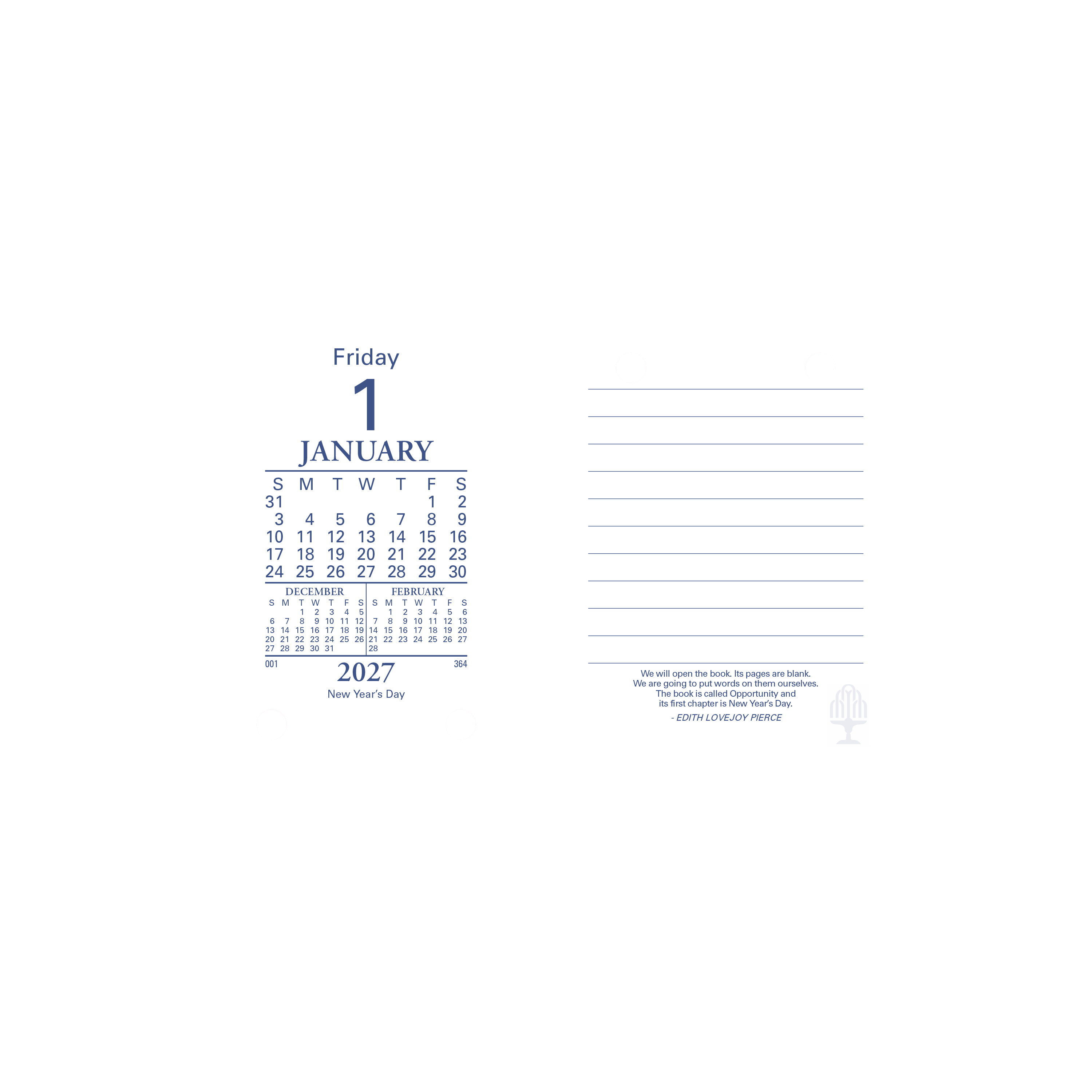 Collins 2027 Desk Calendar Refill Top Punch Day to Page alternate view