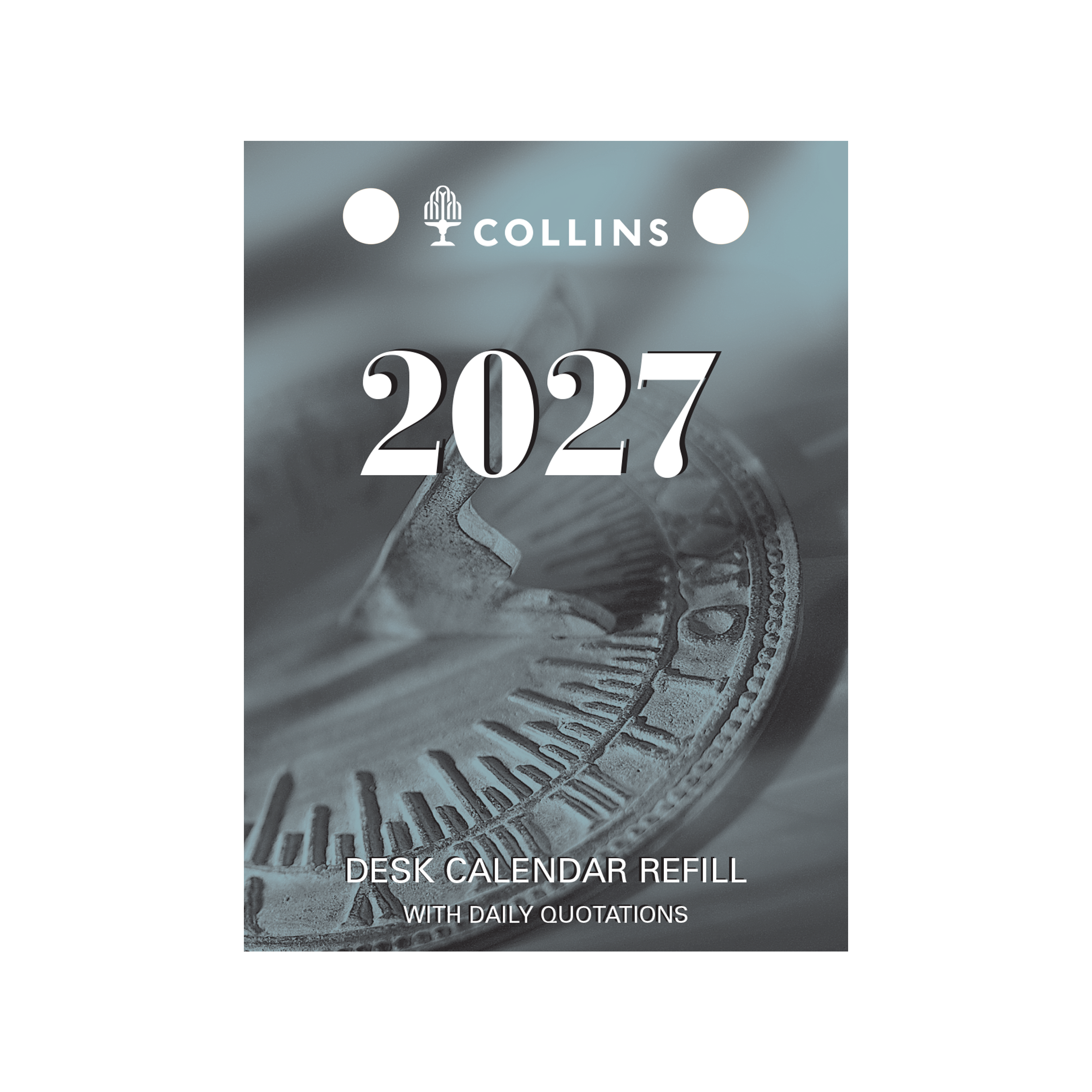 Collins 2027 Desk Calendar Refill Top Punch Day to Page angled view