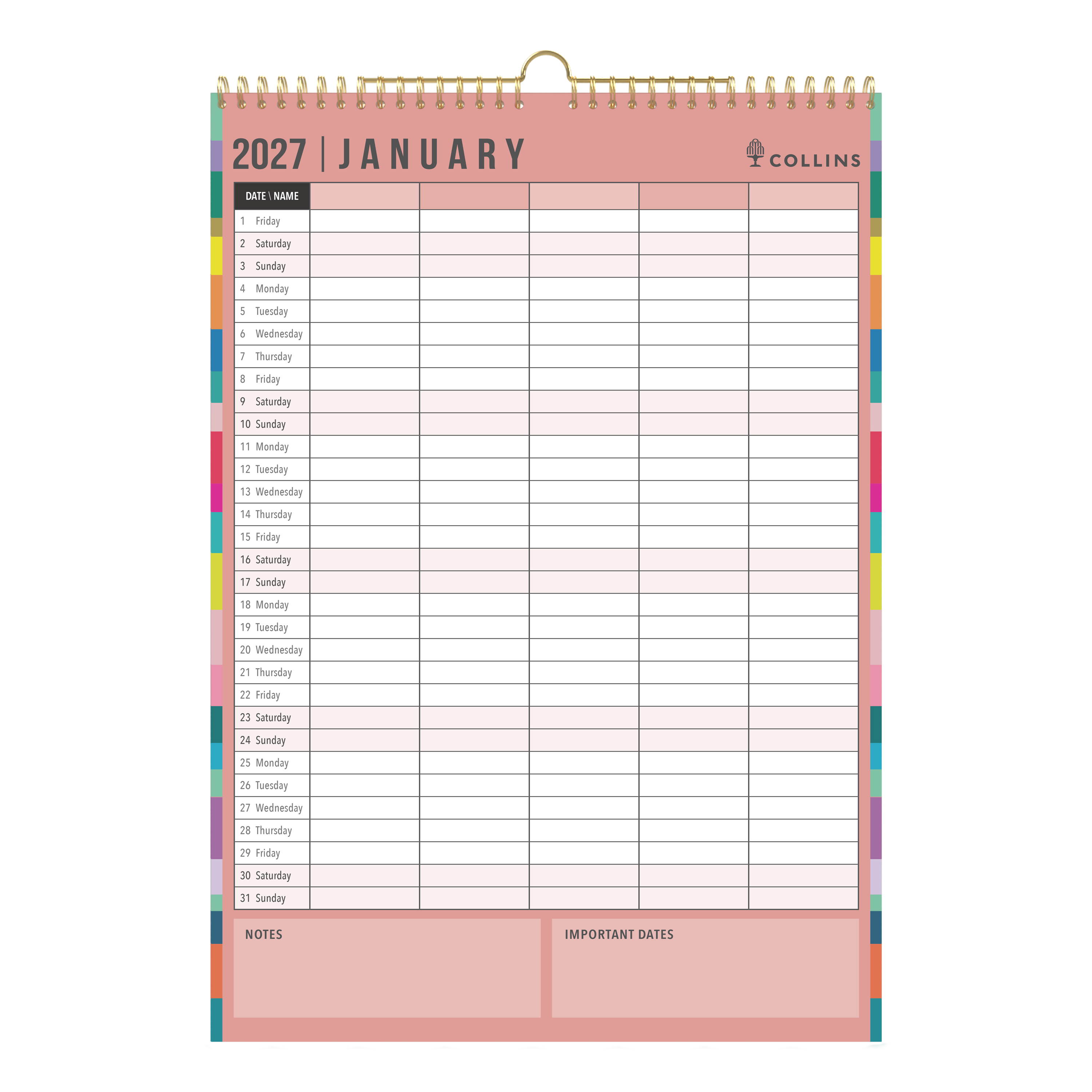 Collins Edge 2027 A3 Wall Calendar Month to View alternate view