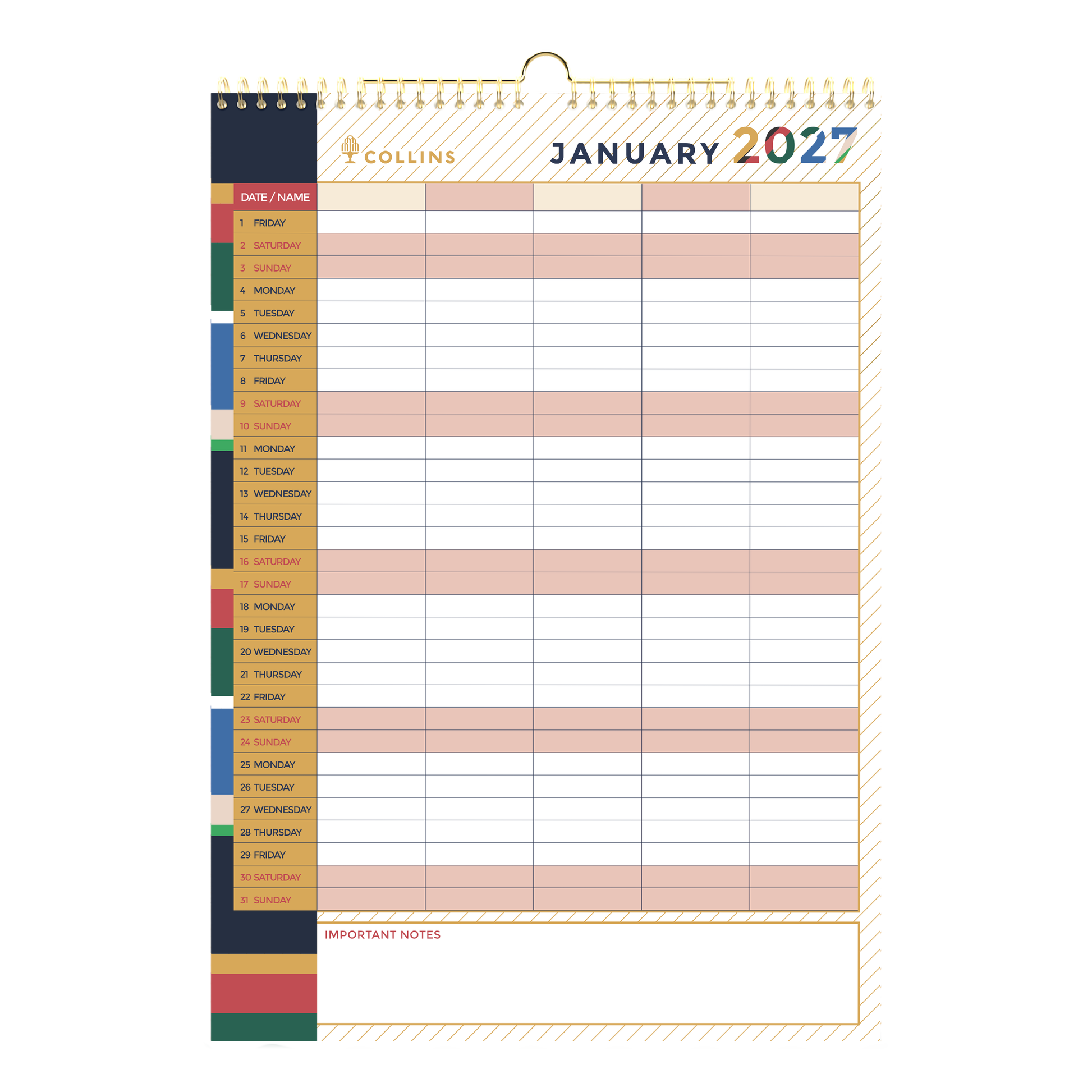 Collins Edge Mira 2027 A3 Wall Calendar Month to View alternate view