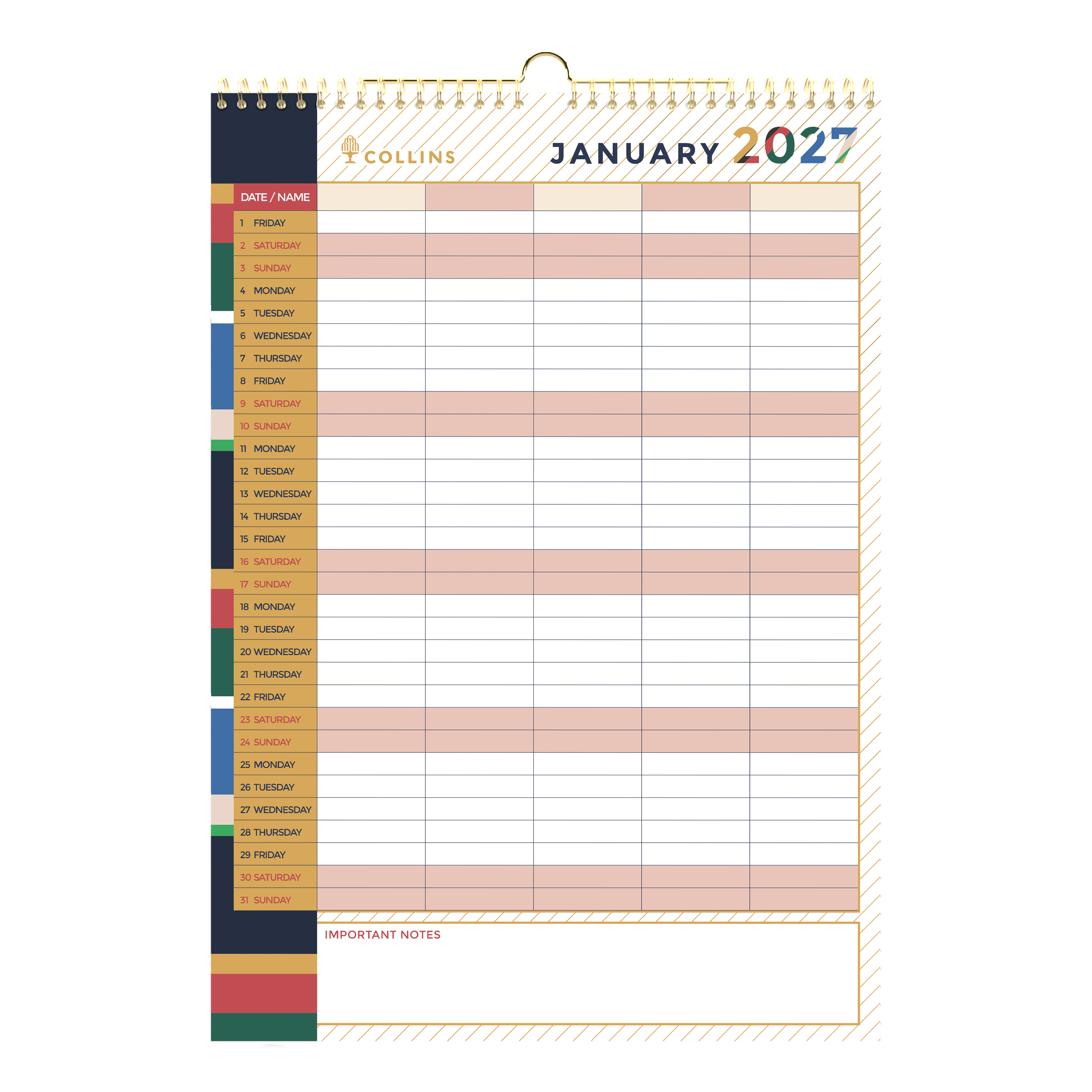 Collins Edge Mira 2027 A3 Wall Calendar Month to View alternate view