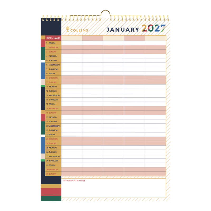 Collins Edge Mira 2027 A3 Wall Calendar Month to View alternate view