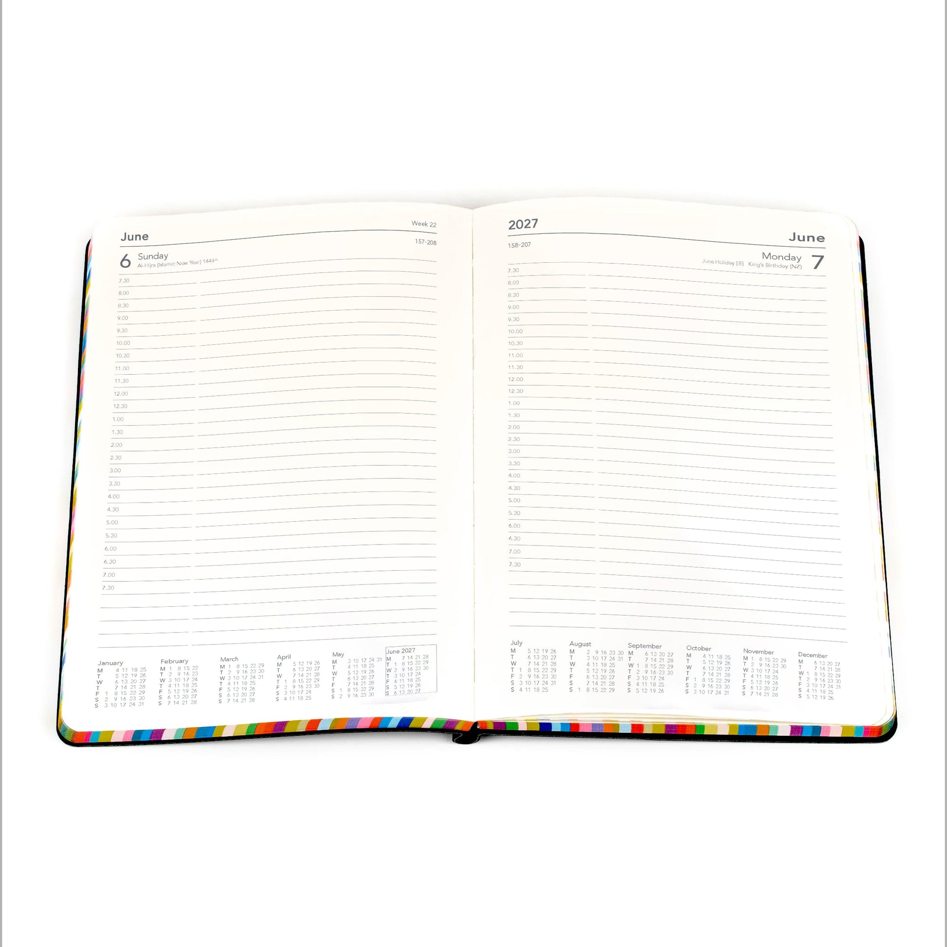 Edge Rainbow 2027 A5 Day to Page Charcoal Black angled view