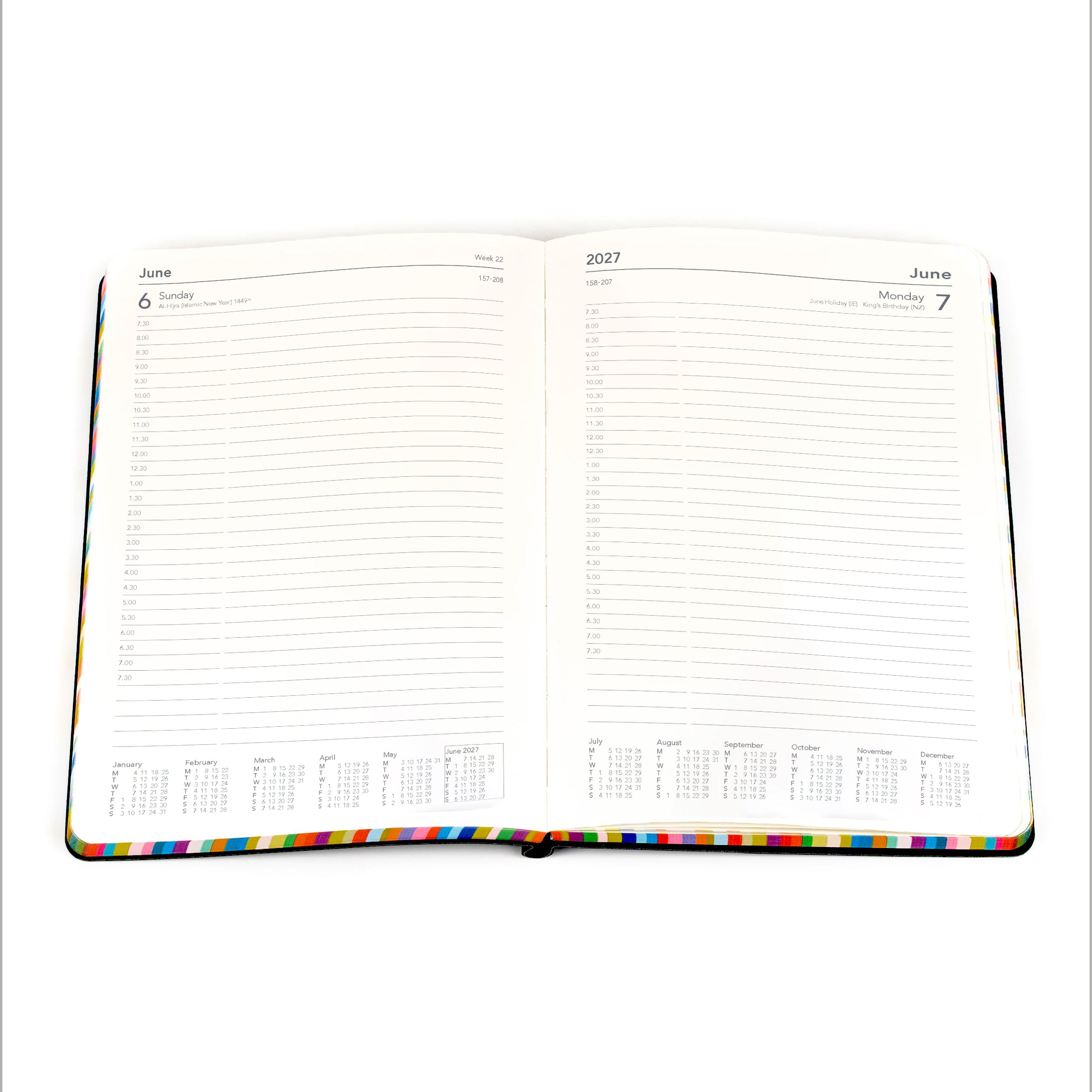 Edge Rainbow 2027 A5 Day to Page Charcoal Black angled view