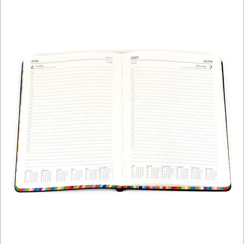 Edge Rainbow 2027 A5 Day to Page Charcoal Black angled view