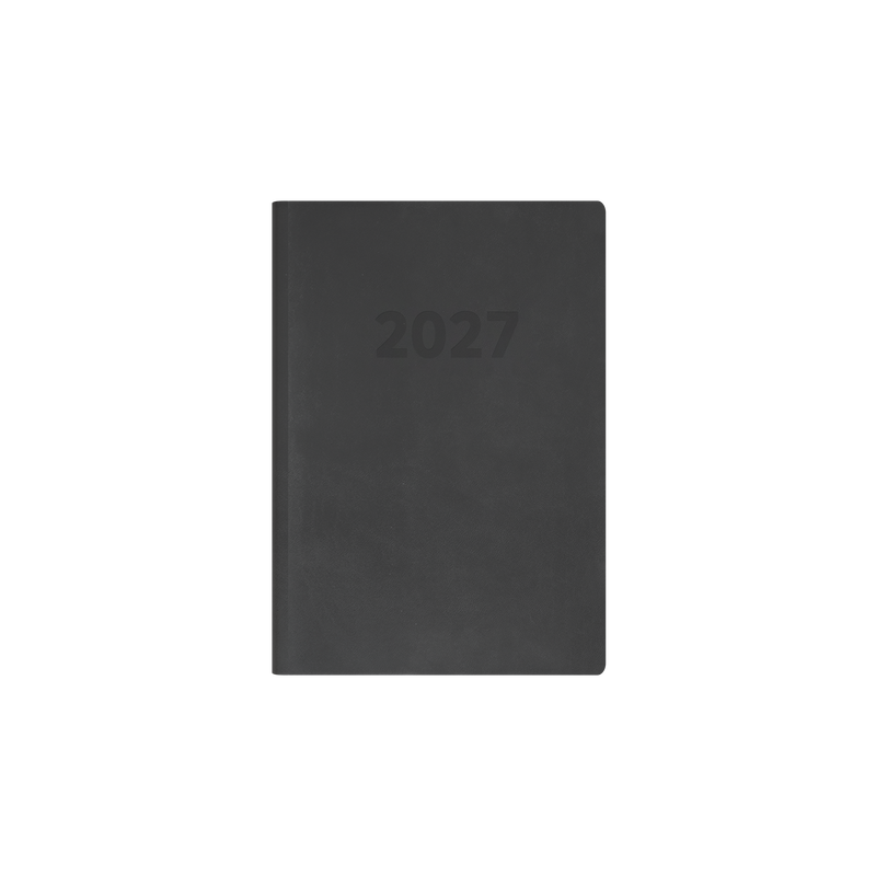 Edge Rainbow 2027 A5 Week to View Charcoal Black angled view
