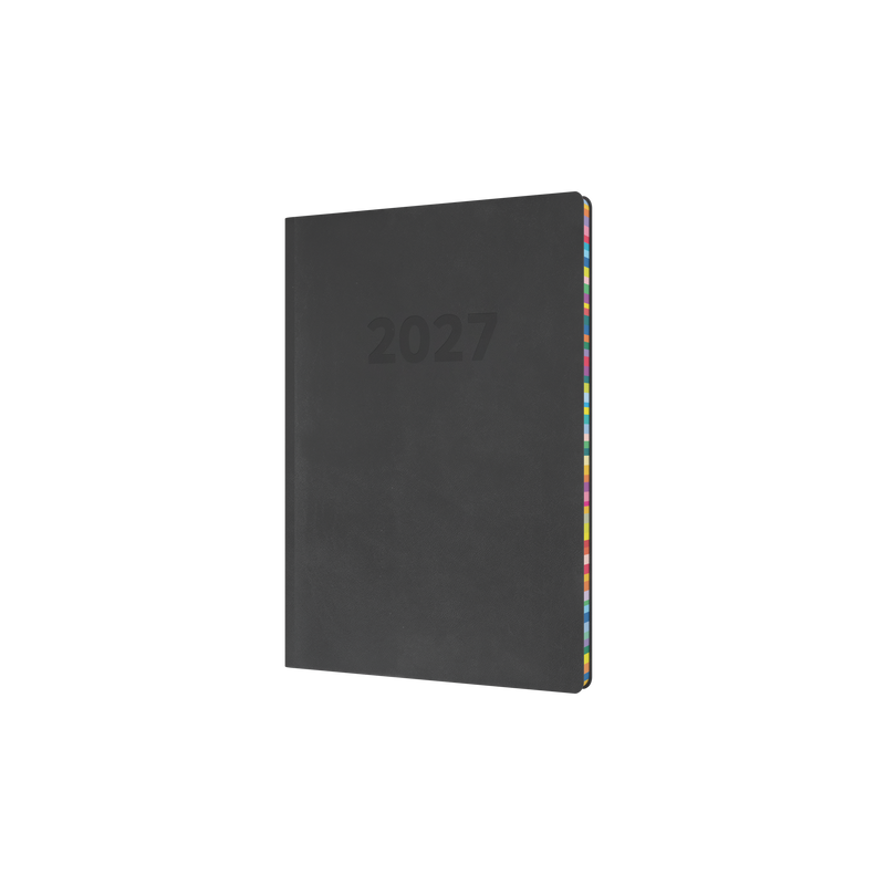 Edge Rainbow 2027 A5 Week to View Charcoal Black front cover