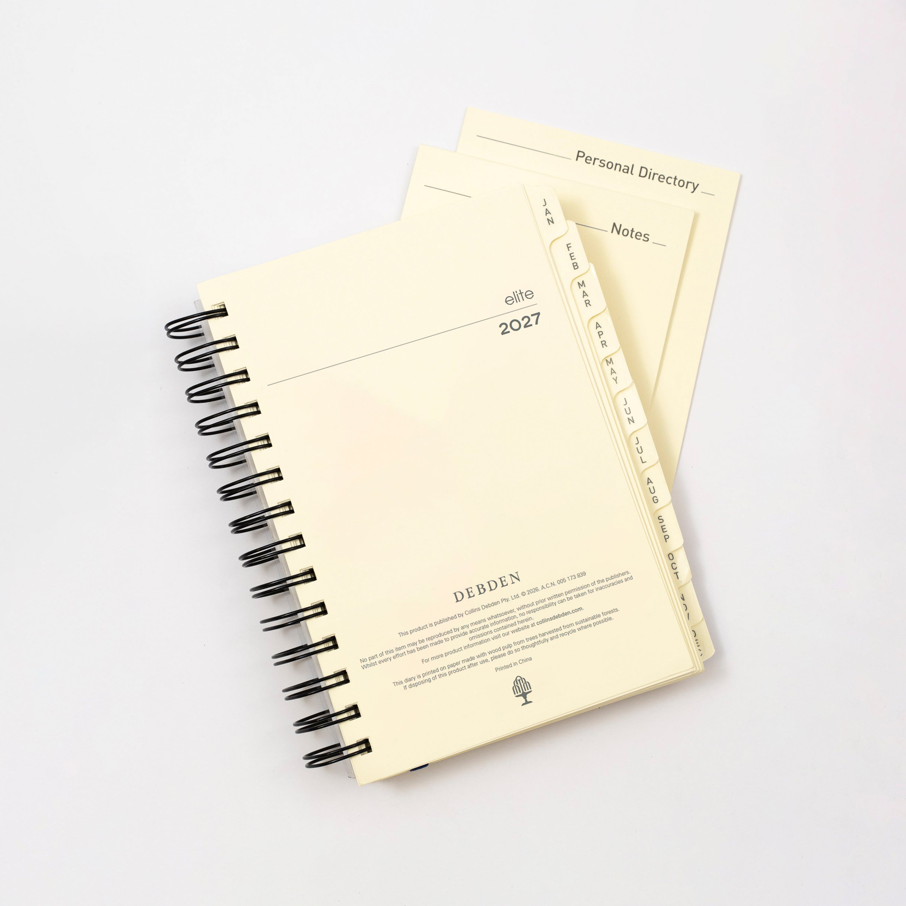 Collins Elite 2027 Compact 190x127mm day to page diary refill angled view