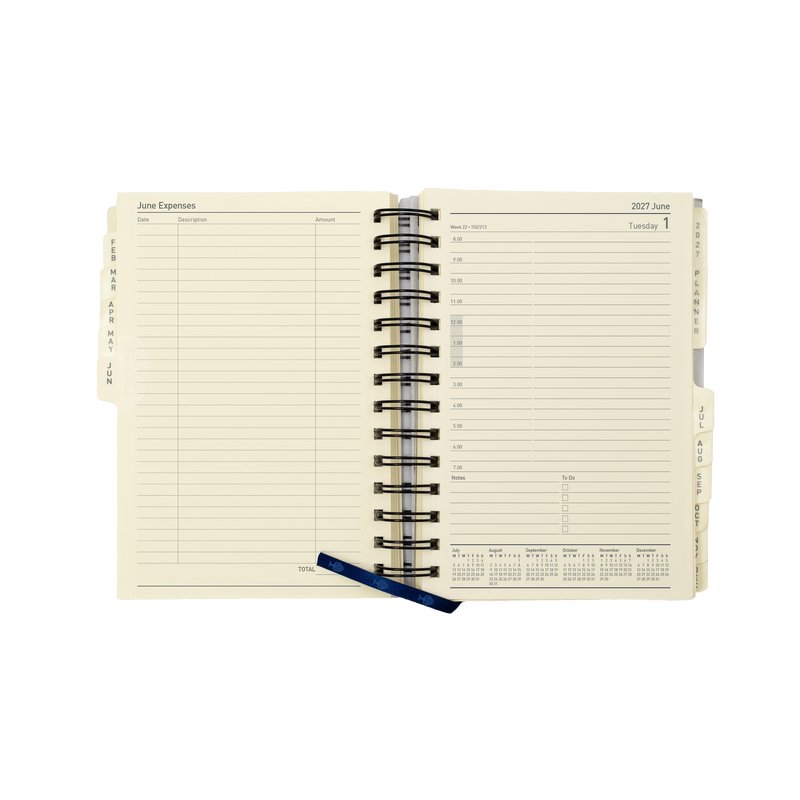 Collins Elite 2027 Compact 190x127mm day to page diary refill open view