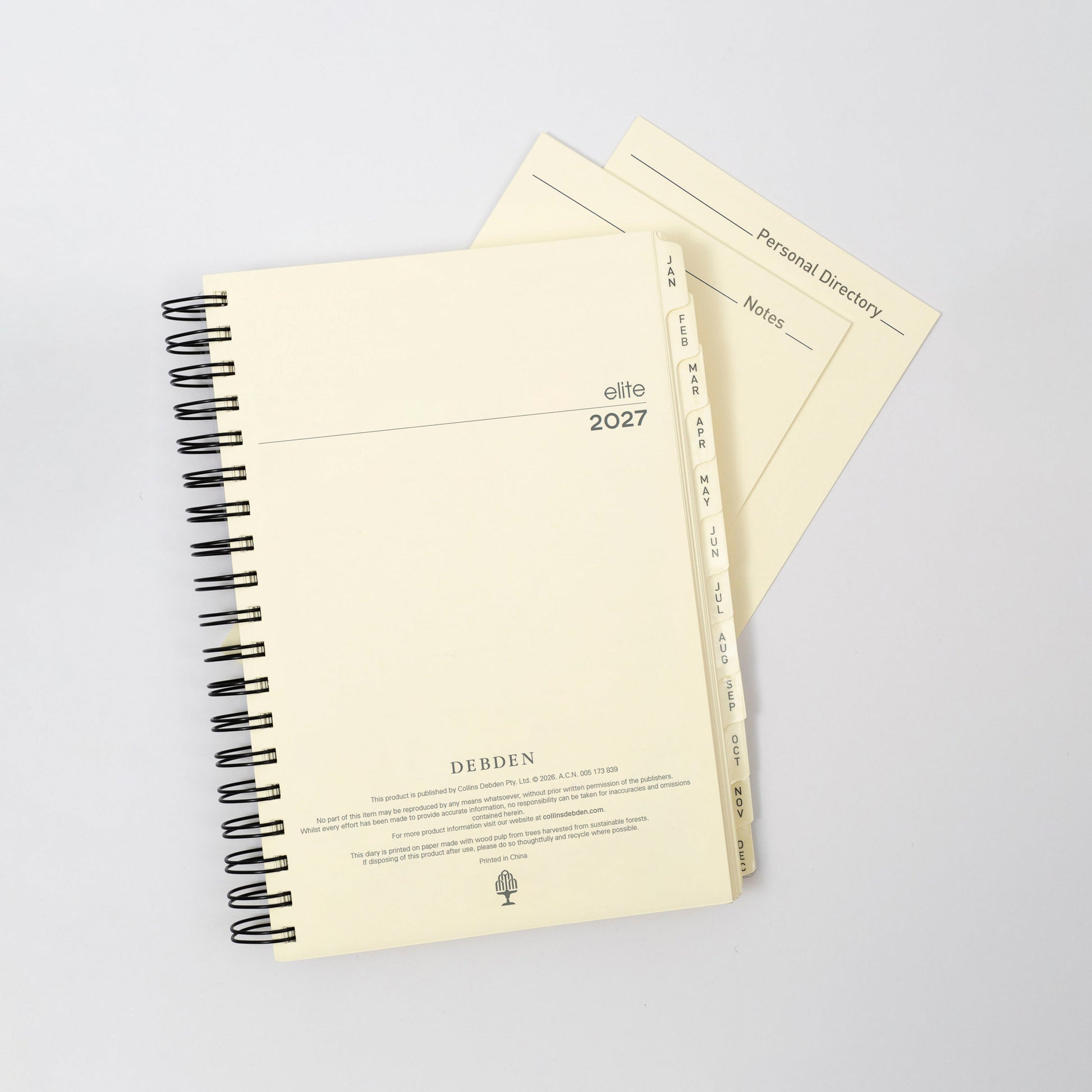 Collins Elite 2027 Executive 246x164mm day to page diary refill angled view
