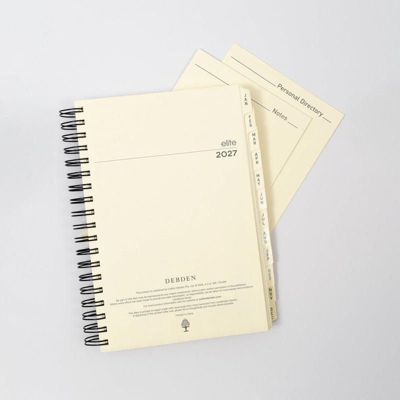 Collins Elite 2027 Executive 246x164mm day to page diary refill angled view