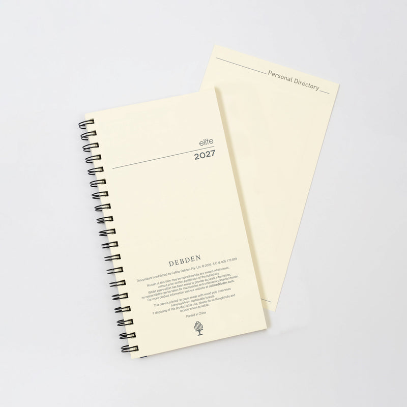 Collins Elite 2027 Pocket 85x152mm week to view diary refill angled view