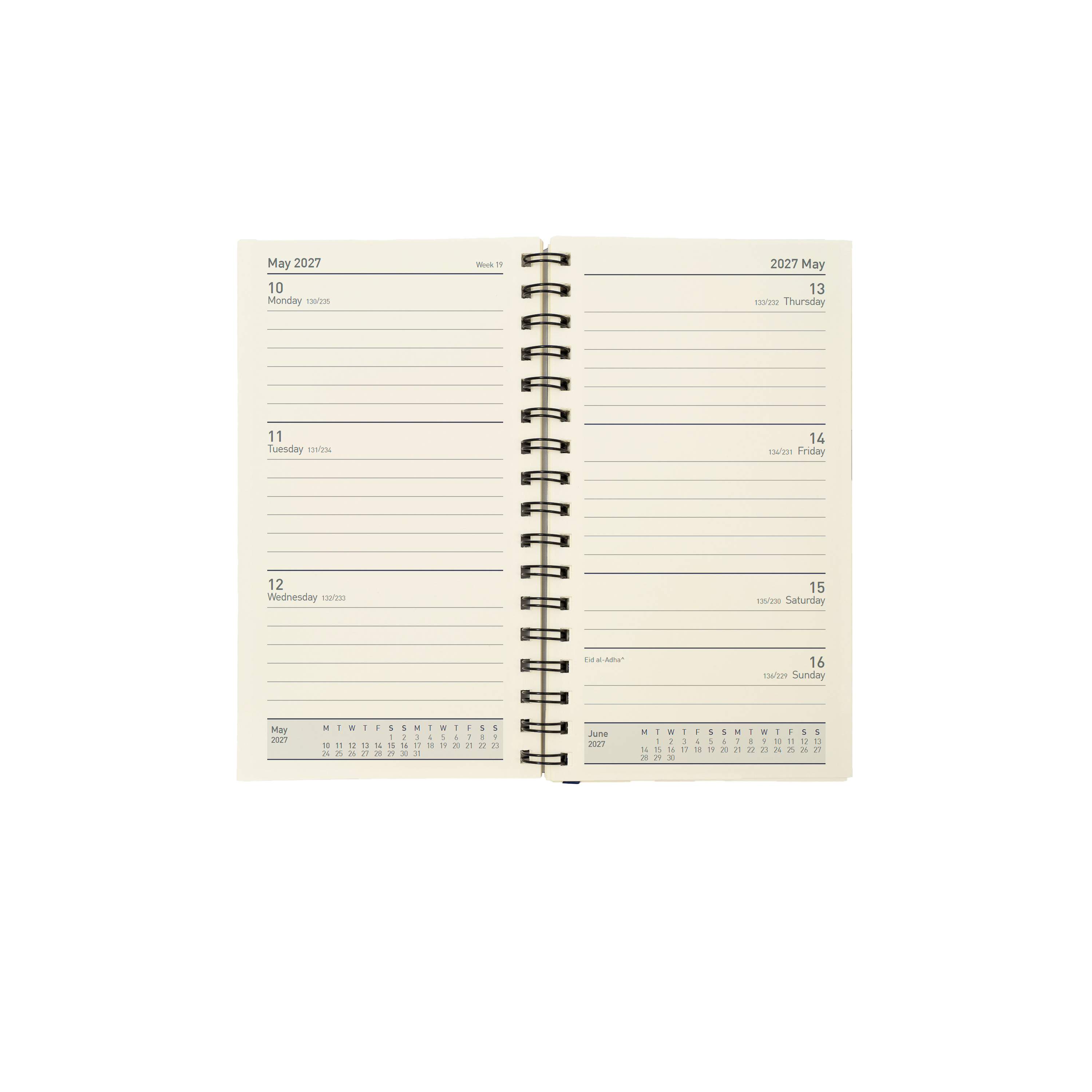 Collins Elite 2027 Pocket 85x152mm week to view diary refill open view