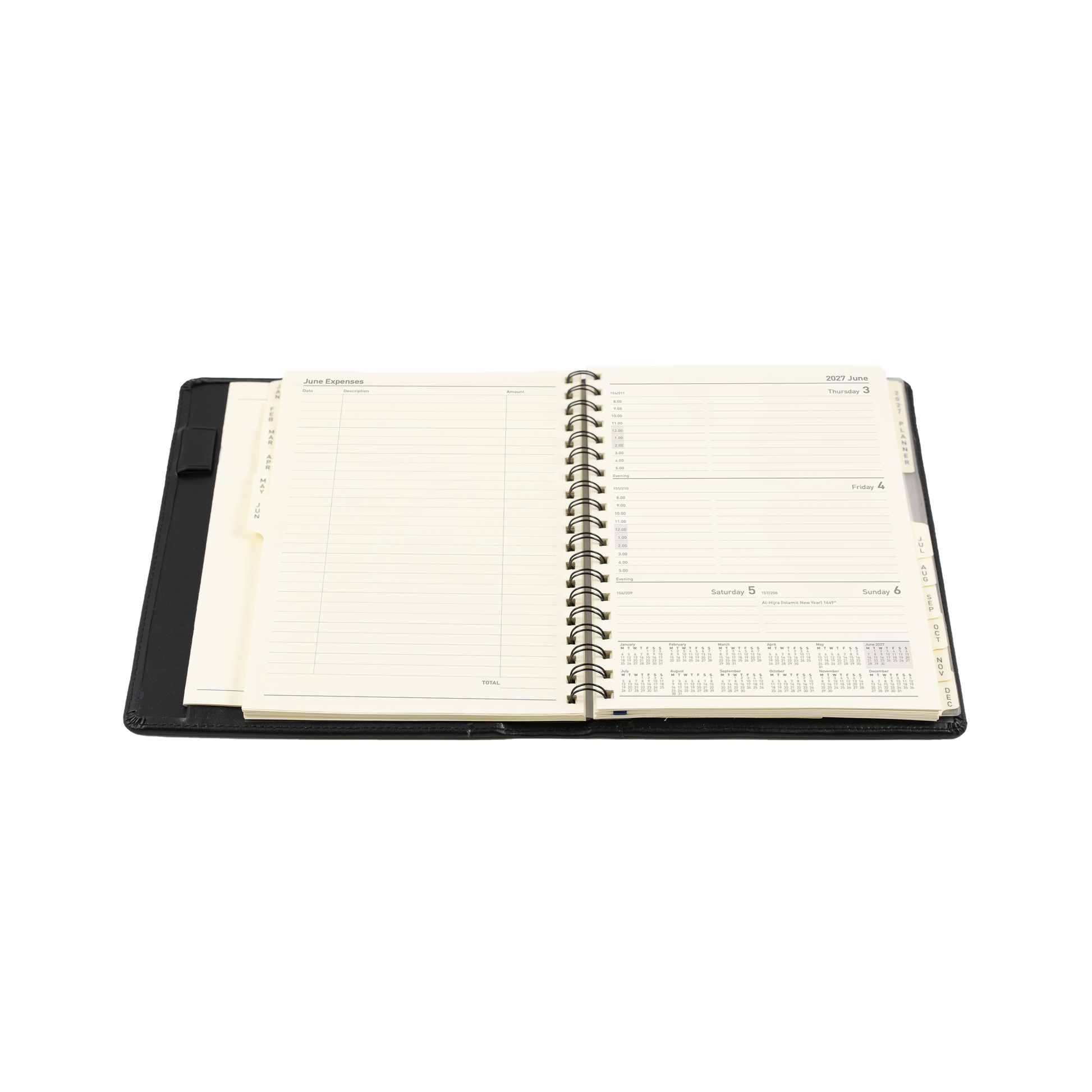 Collins Elite 2027 Quarto week to view appointment diary black angled view