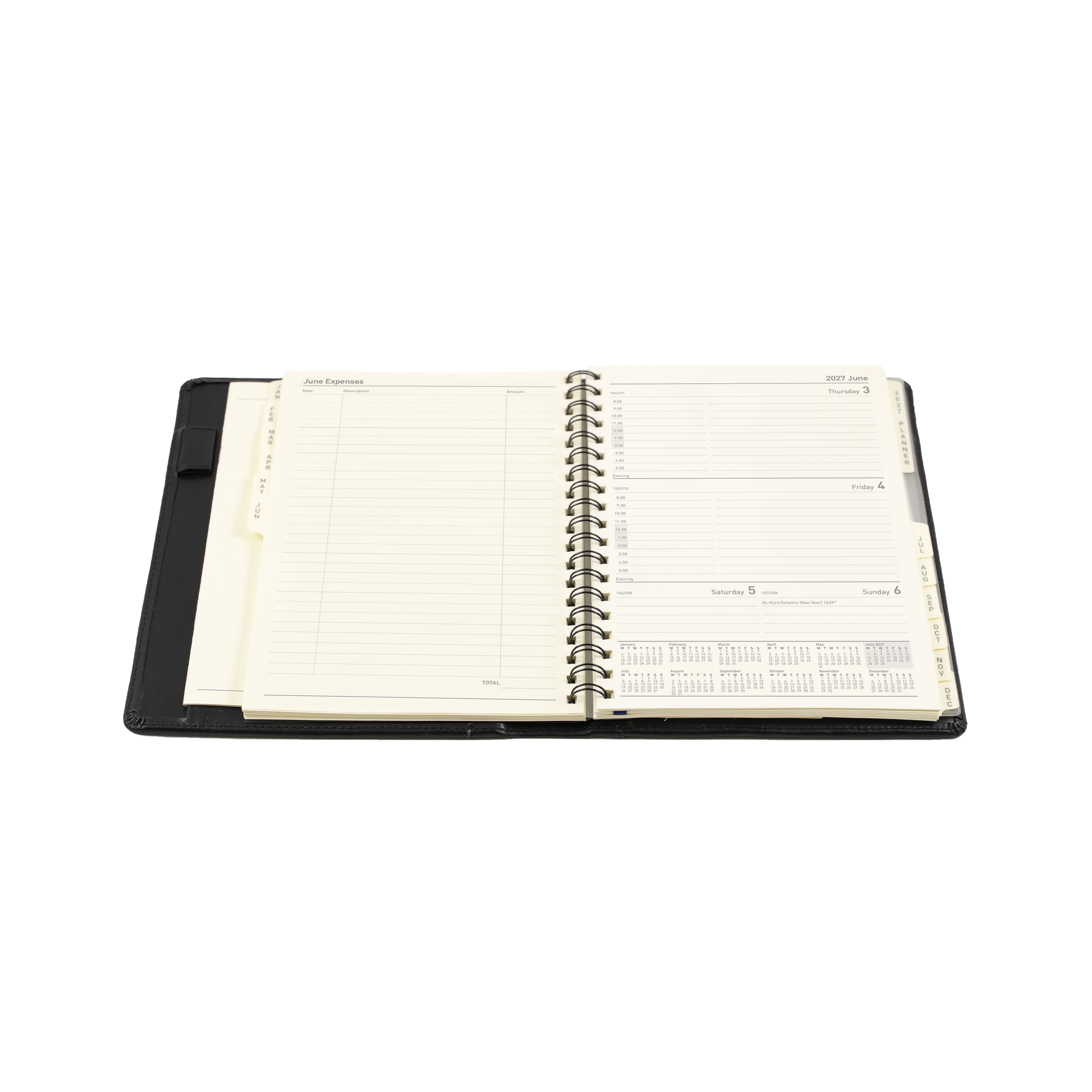 Collins Elite 2027 Quarto week to view appointment diary black angled view