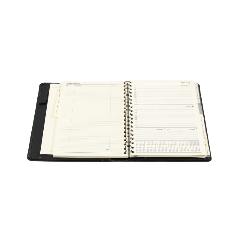 Collins Elite 2027 Quarto week to view appointment diary black angled view
