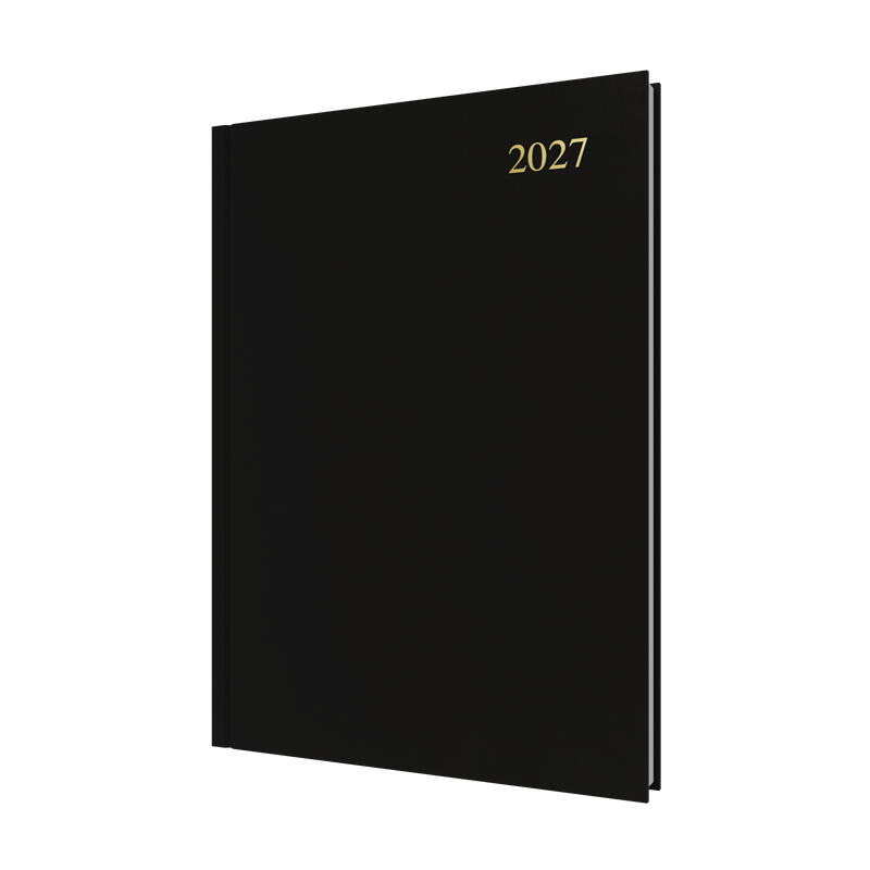 Collins Essential 2027 A4 Day to a Page Diary Black front cover