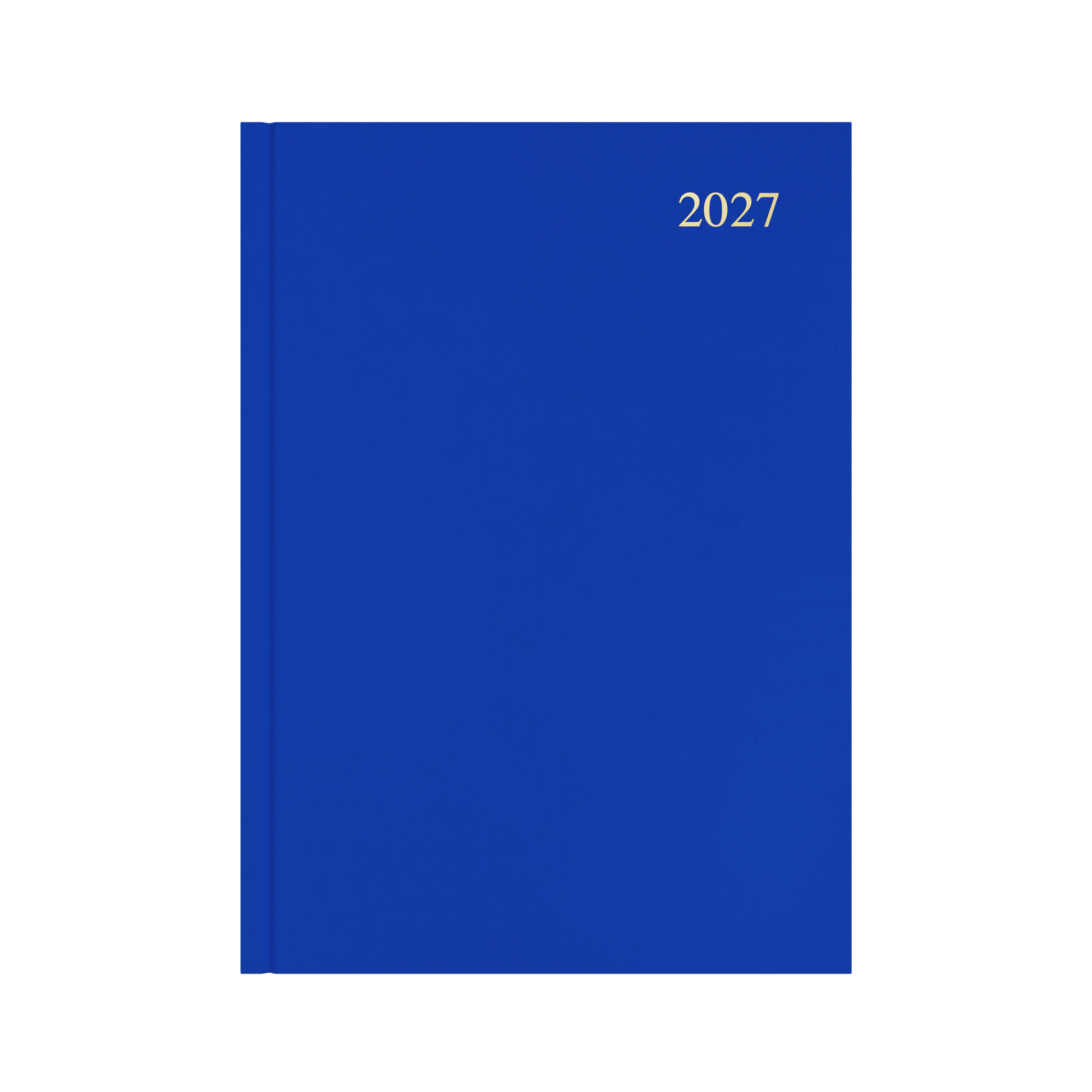 Collins Essential 2027 A4 day to a page diary blue cover angled view