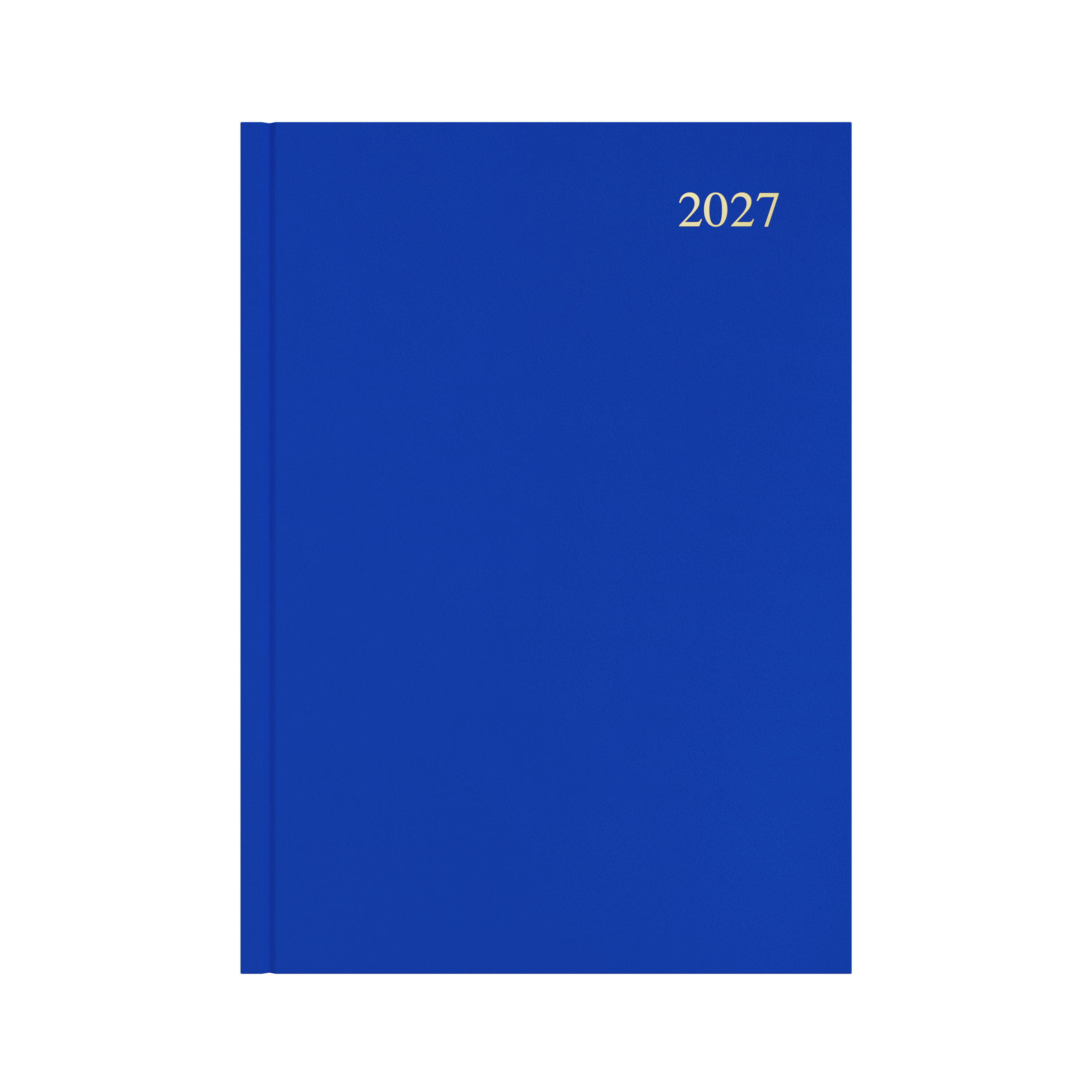 Collins Essential 2027 A4 day to a page diary blue cover angled view