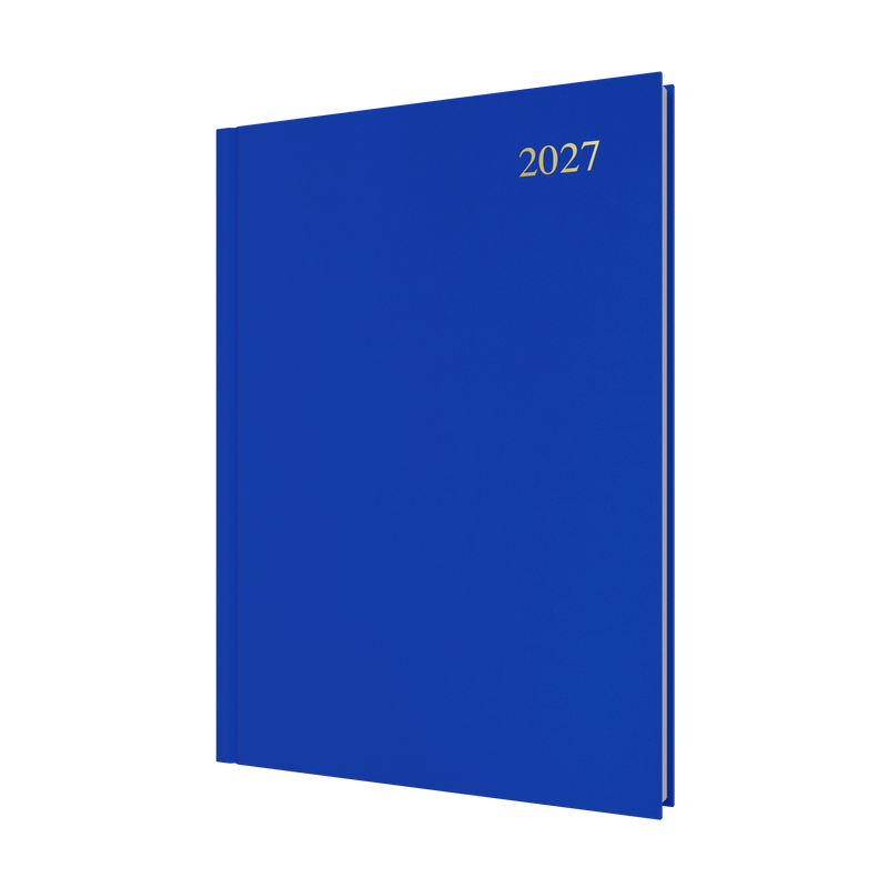 Collins Essential 2027 A4 Day to a Page Diary Blue front cover