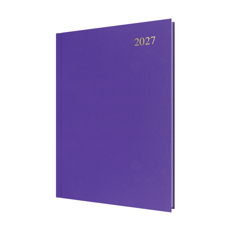 Collins Essential 2027 A4 Day to a Page Diary Purple front cover