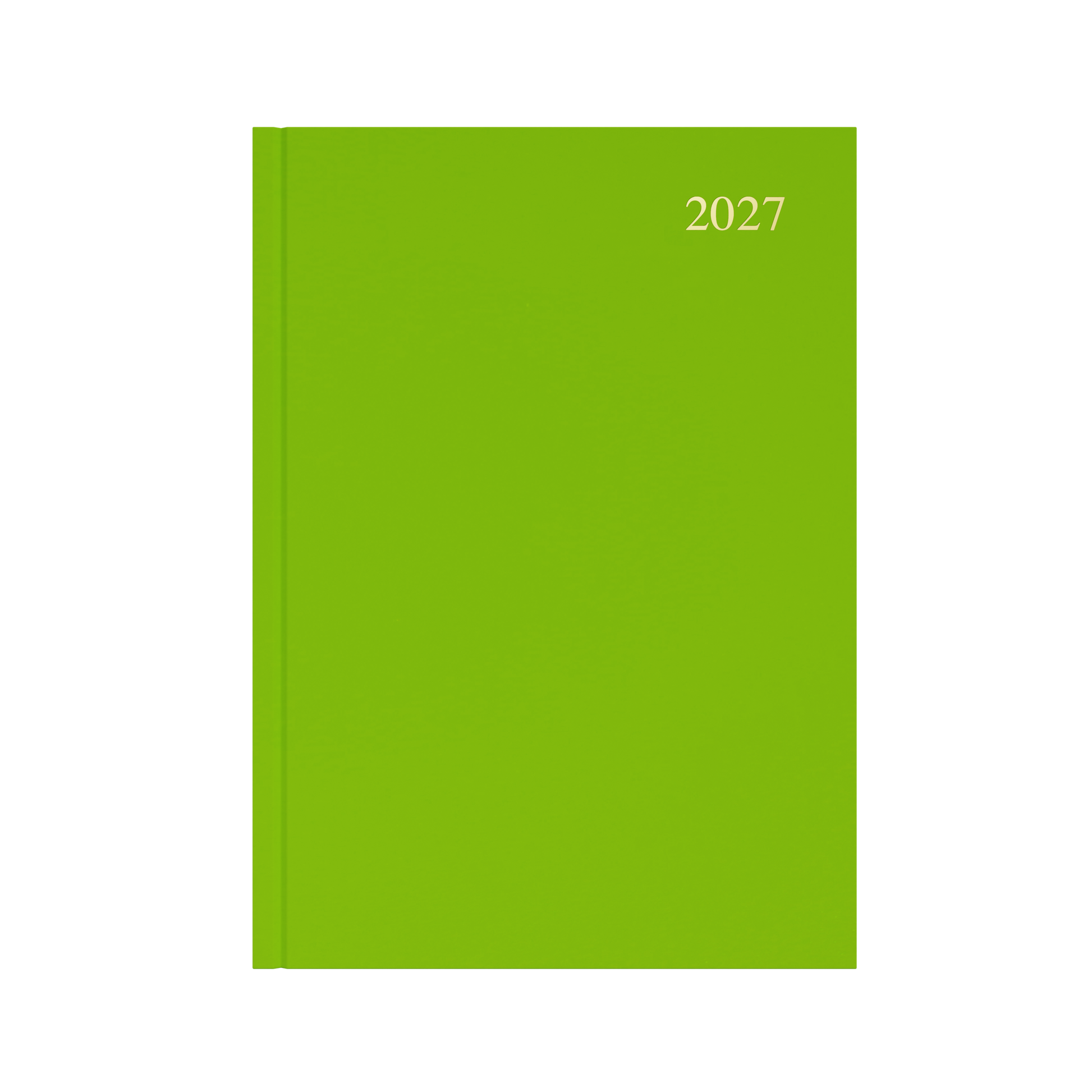 Collins Essential 2027 A4 week to view diary lime cover angled view