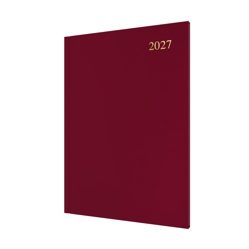Collins Essential 2027 A4 Week to View Diary Maroon front cover