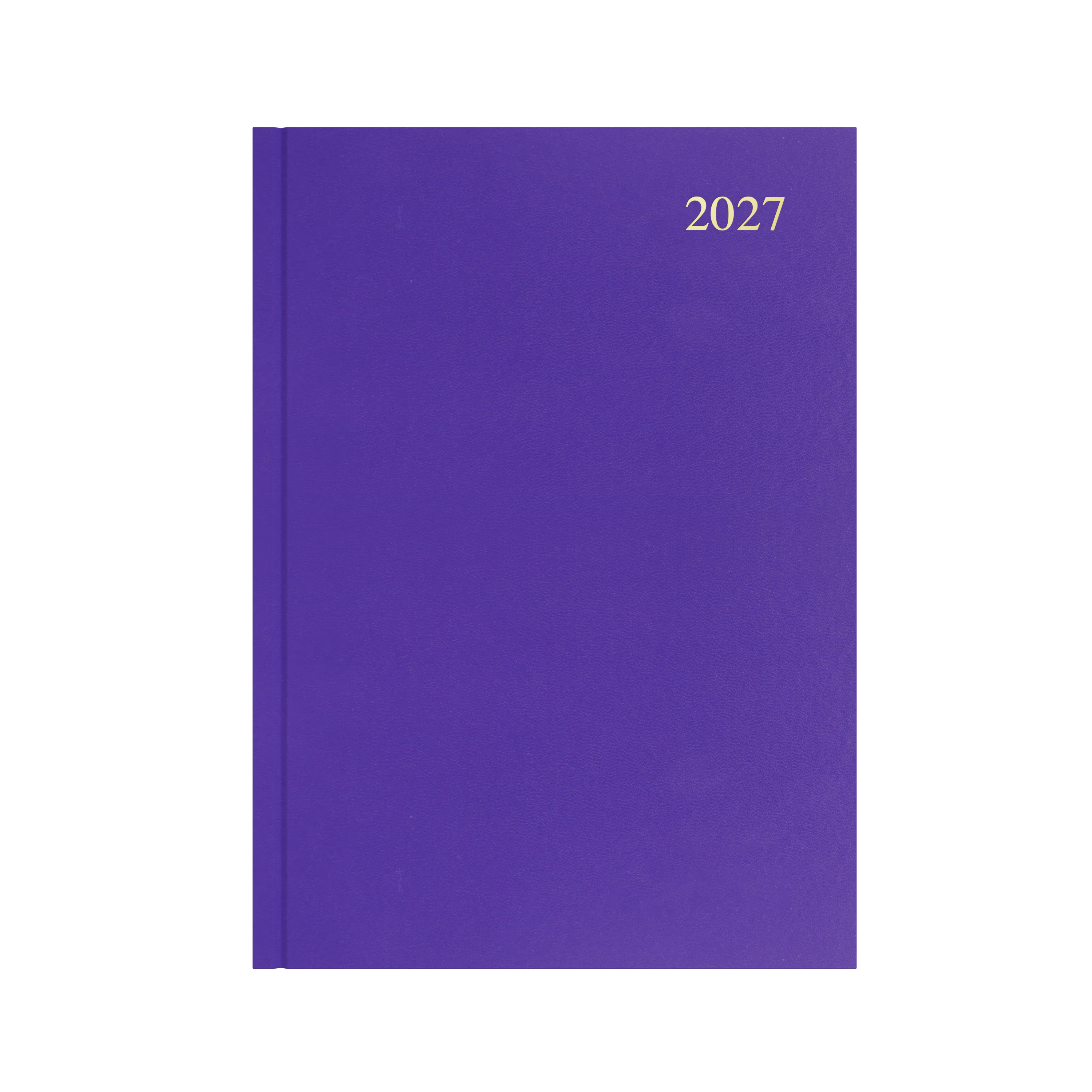 Collins Essential 2027 A4 week to view diary purple cover angled view