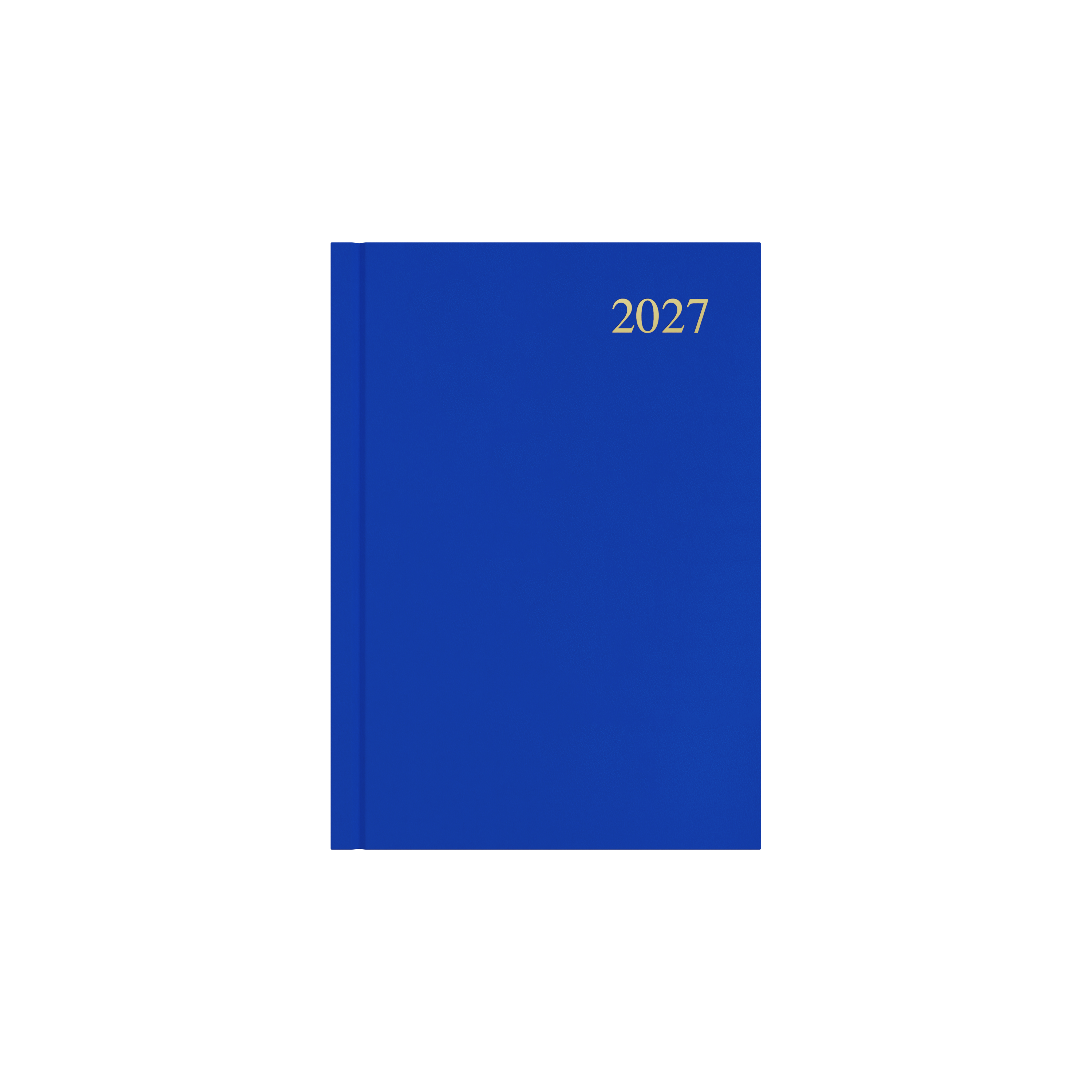 Collins Essential 2027 A5 day to a page diary blue cover angled view