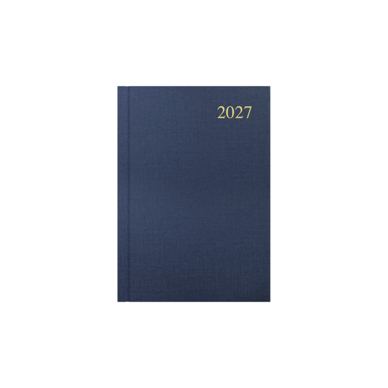 Collins Essential 2027 A5 day to a page diary grey cover angled view