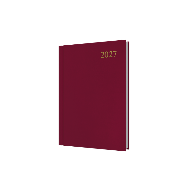 Collins Essential 2027 A5 Day to a Page Diary Maroon front cover