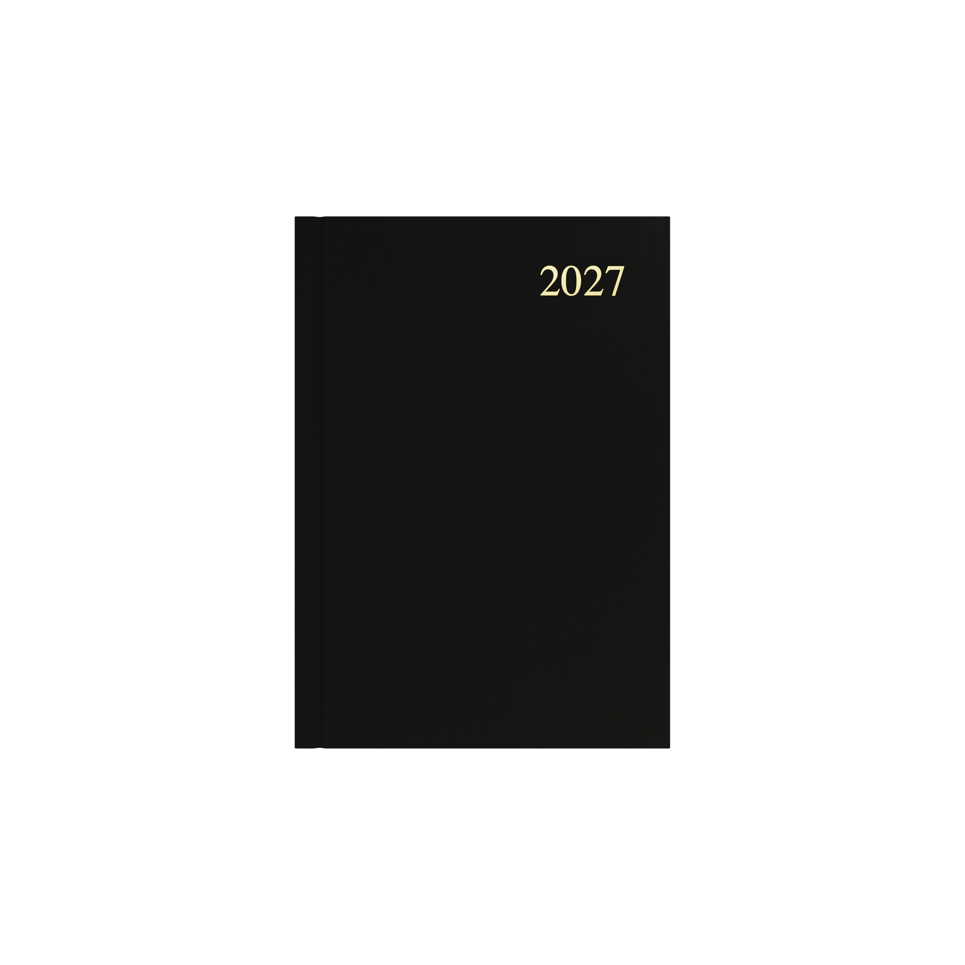 Collins Essential 2027 A5 week to view diary black cover angled view
