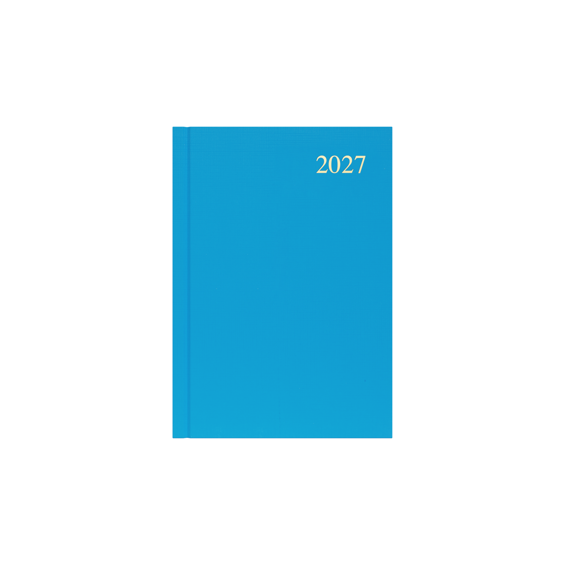 Collins Essential 2027 A5 week to view diary light blue cover angled view