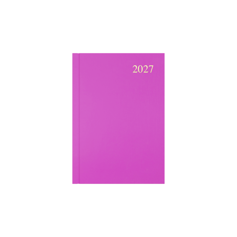 Collins Essential 2027 A5 week to view diary pink cover angled view