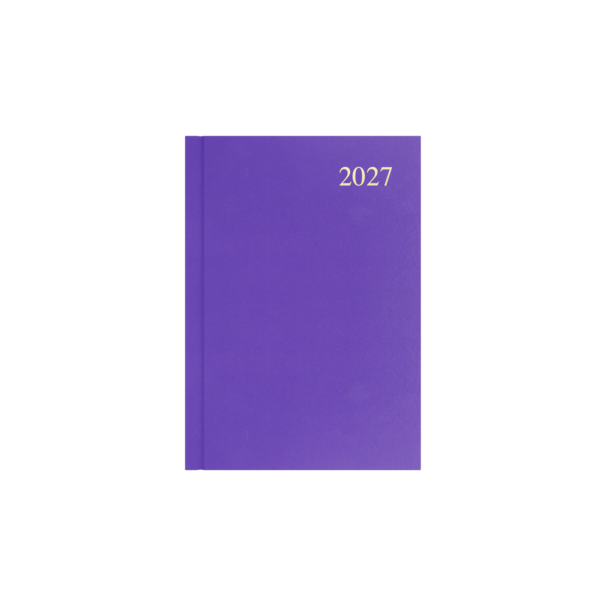Collins Essential 2027 A5 week to view diary purple cover angled view