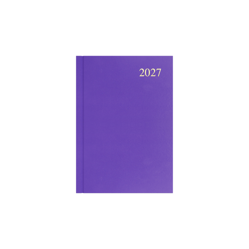 Collins Essential 2027 A5 week to view diary purple cover angled view