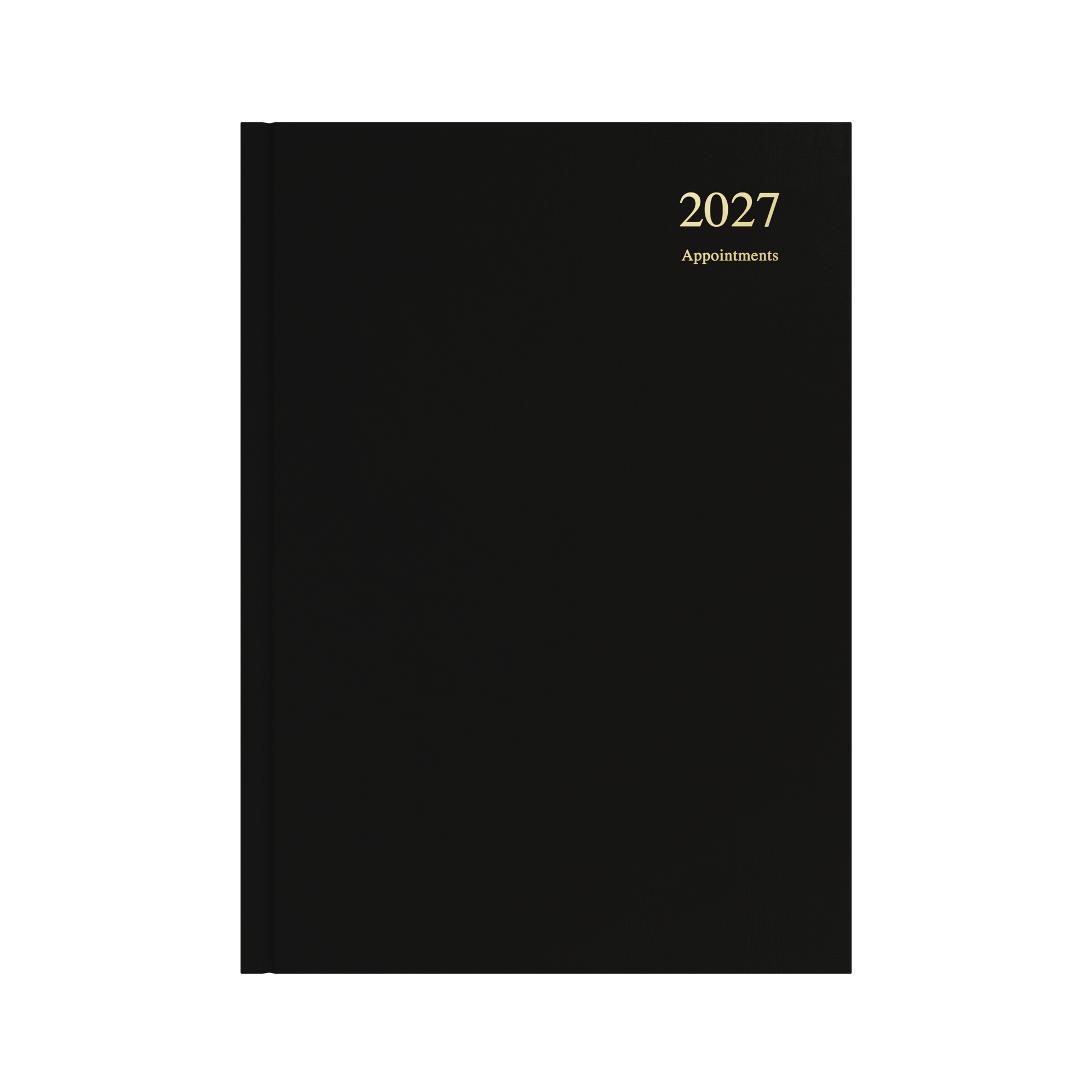 Collins Essential Appointment 2027 A4 day to a page diary black cover angled view