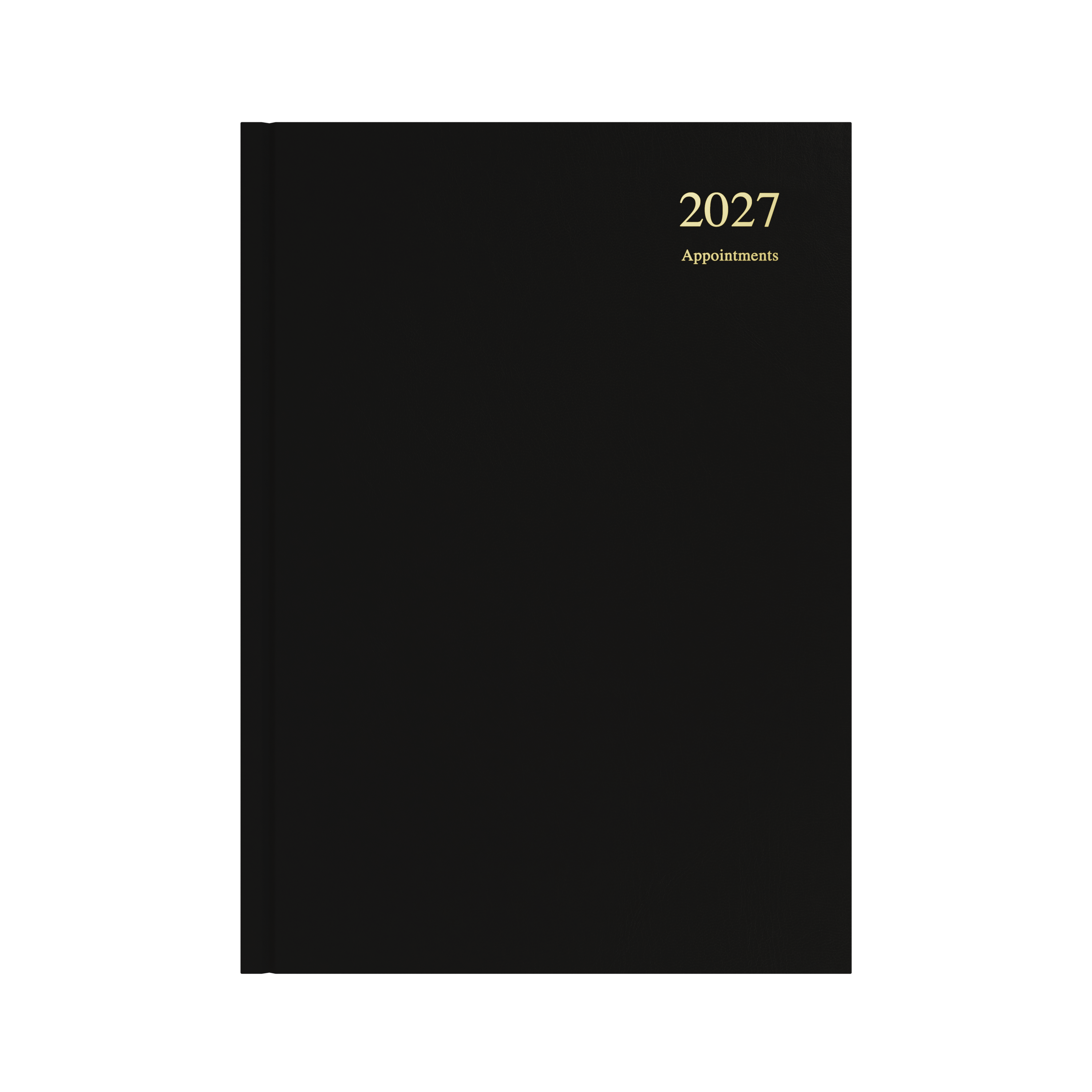 Collins Essential Appointment 2027 A4 day to a page diary black cover angled view