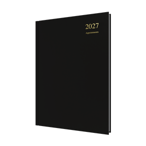 Collins Essential Appointment 2027 A4 Day to a Page Diary Black front cover
