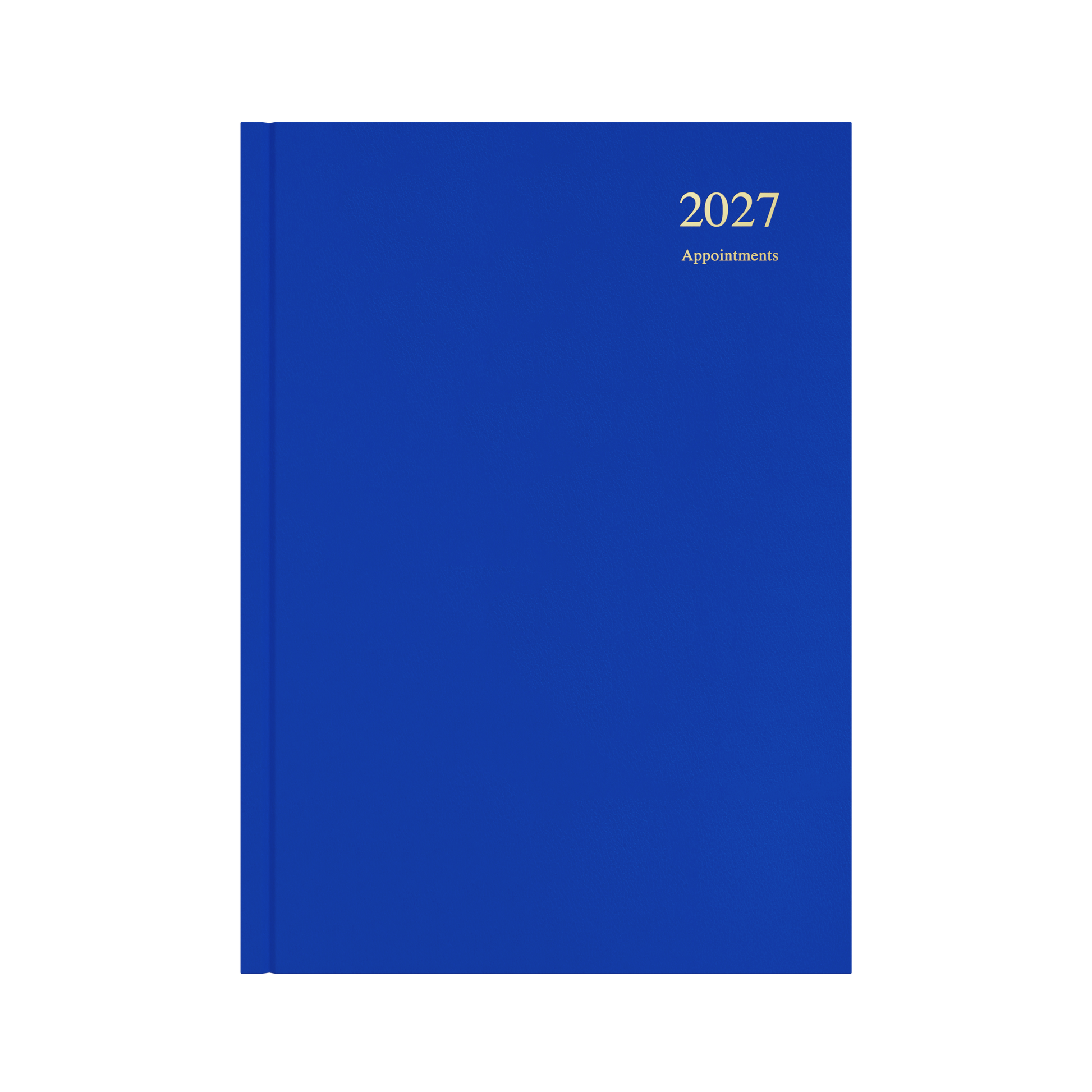 Collins Essential Appointment 2027 A4 day to a page diary blue cover angled view
