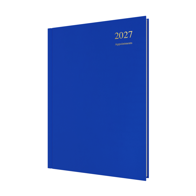 Collins Essential Appointment 2027 A4 Day to a Page Diary Blue front cover